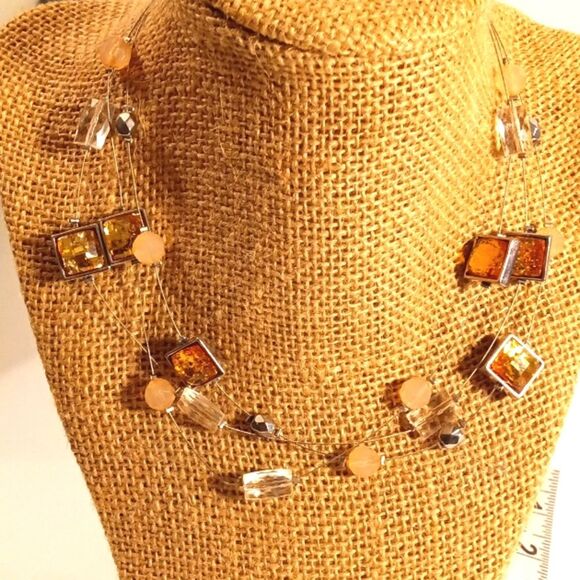 Multi Strand Floating Charm Necklace - Picture 1 of 6